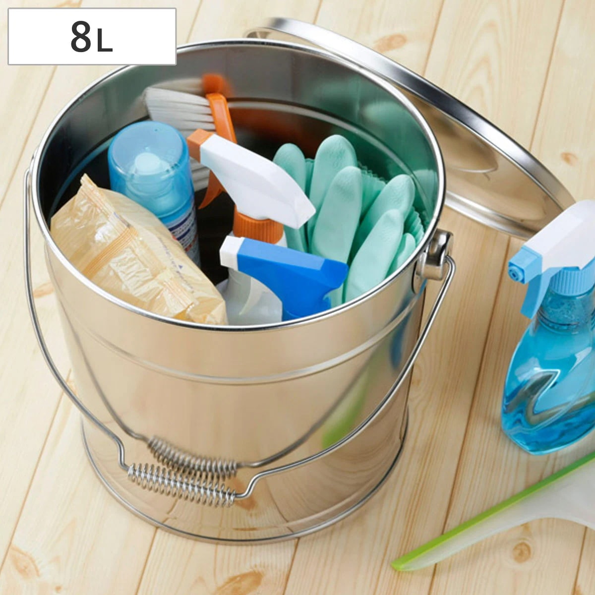 バケツ ステンレス フタ付きバケツ8Ｌ ばけつ 8L ふた付き 桶 ツールボックス 収納 つけ置き 洗い 8リットル ゴミ箱 保存容器 米びつ ガーデニング 掃除用品 洗濯用品