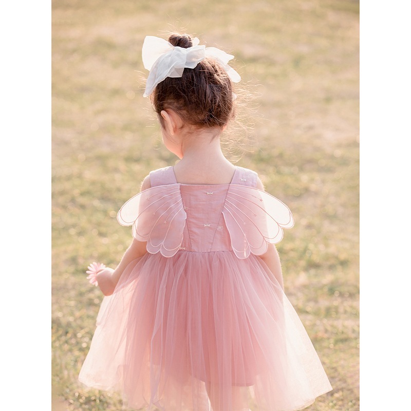 女の子ドレススーパーフェアリーエルフプリンセスドレス誕生日フラワーガール結婚式子供ノースリーブ夏1歳ドレスベビーガール