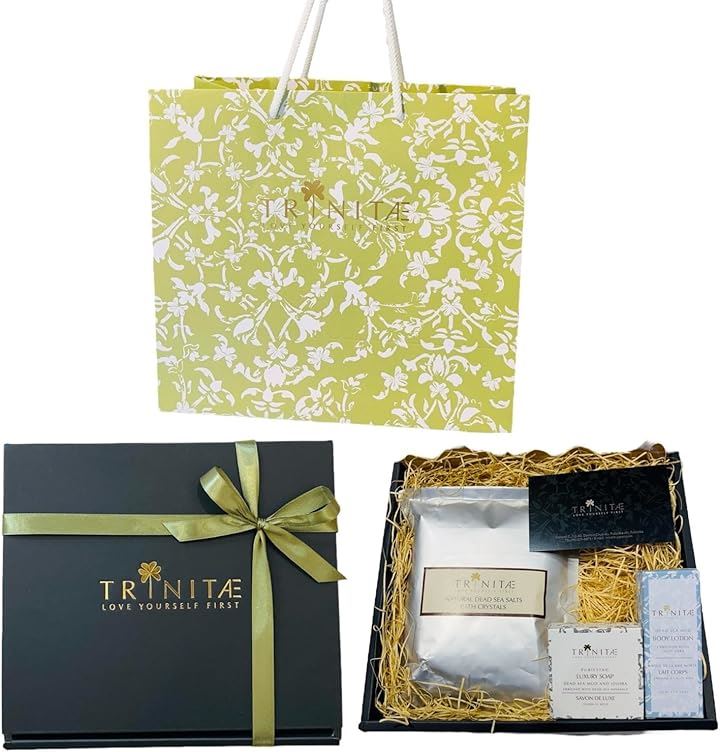 トリネティ 死海バスソルトギフトセット 無香料 入浴剤 バスグッズ ボディクリーム 死海ソープ 死海の泥＆ホホバ ギフトボックス入り オリジナル紙袋付き 洗顔石けん ヨルダン産