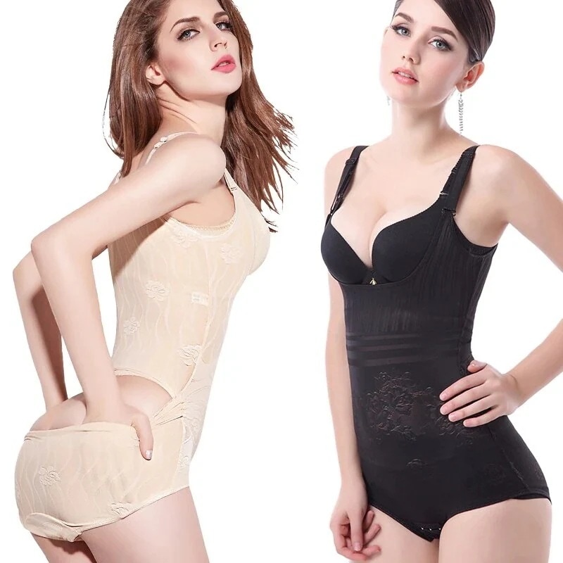 ホック式と後ろ開き式 メガ割 くびれ 補正インナー 着るだけで瞬間くびれ ２枚セット ボディスーツ 補正下着 ヒップアップ ボディシェイパー セクシーランジェリー 谷間メイク 薄手ボディスーツ お腹