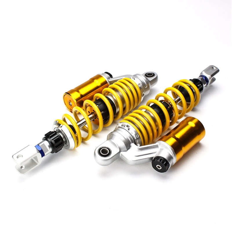 リアサスペンション 320mm コの字取付 2本セット ダンパー プリロード 車高調整 リアショック イエロー バイク用 S-561