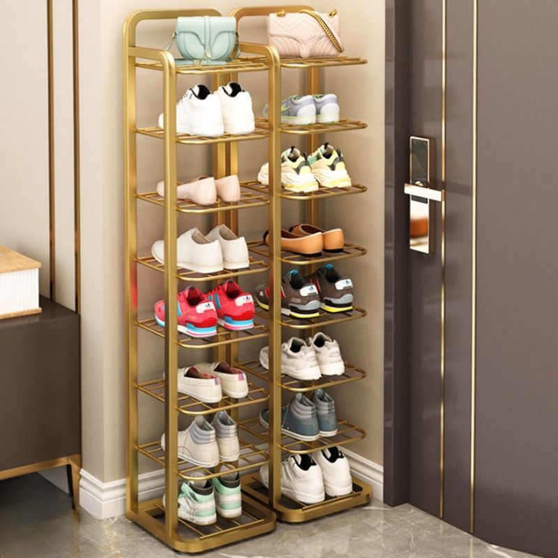 ７段 シューズラック 高級 ゴールド アンティーク 鉄製 靴 収納 収納ラック スリッパ 屋内 玄関 リビング 寝室 マルチラック マルチレイヤー アイアン ラグジュアリーty105