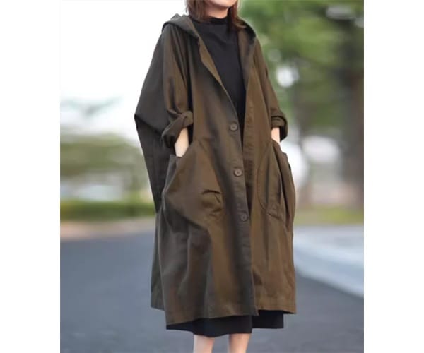 レディース コート アウター 上着 ウィンドブレーカー マウンテンパーカー ロング 長袖 ストレート ポケット ボタン フード 中厚手 大人可愛い シンプル カジュアル レトロ ラフ メンズライク