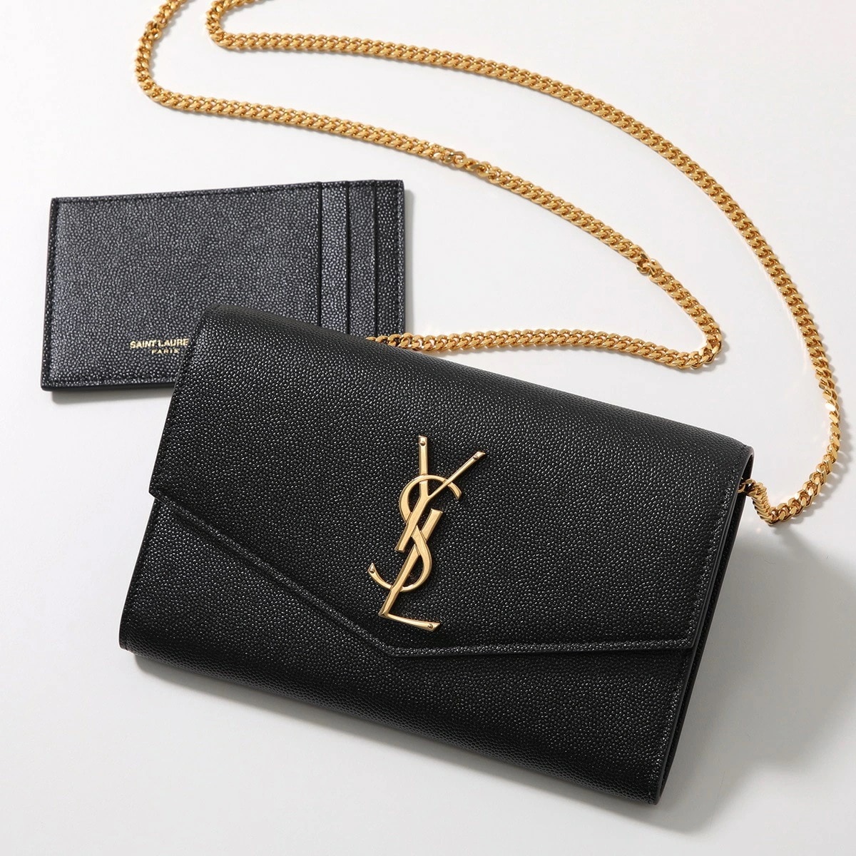 SAINT LAURENT サンローラン チェーンウォレット 607788 1GF0J レザー ショルダーバッグ カードケース付き カサンドラロゴ 鞄 カラー2色 103,710円