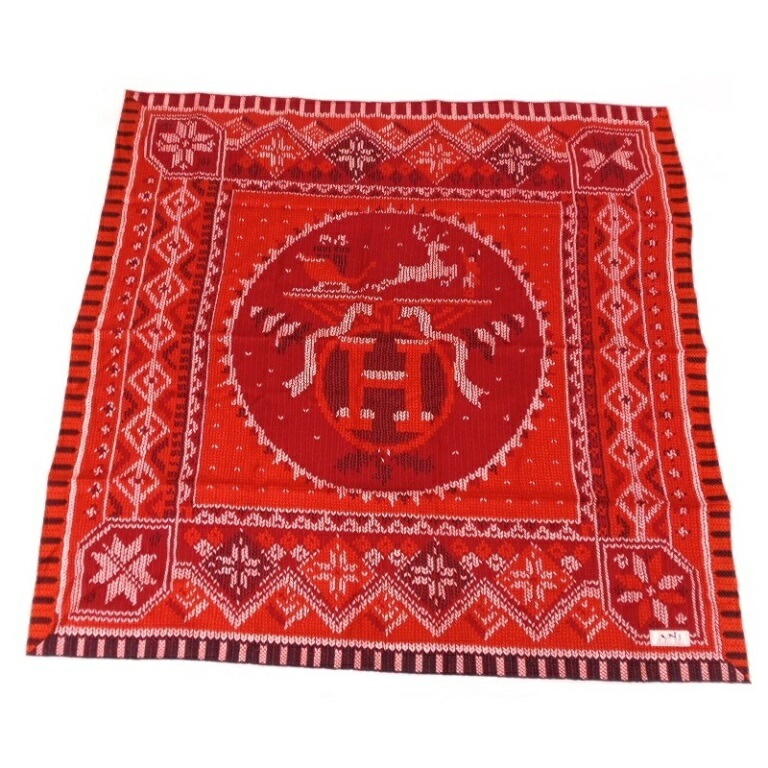 HERMES スカーフ カレ90 暖炉のそばで 赤 【中古】(62643)