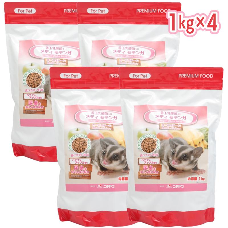 【セット販売】 ニチドウ メディモモンガ 1kg ×4 善玉乳酸菌入 バナナ&アップルの香り ソフトペレット 6,786円
