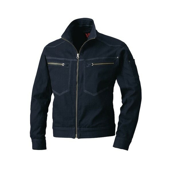 村上被服製 3203 ストレッチ素材と横からも装着ファスナー ブルゾン インディゴ サイズ5L