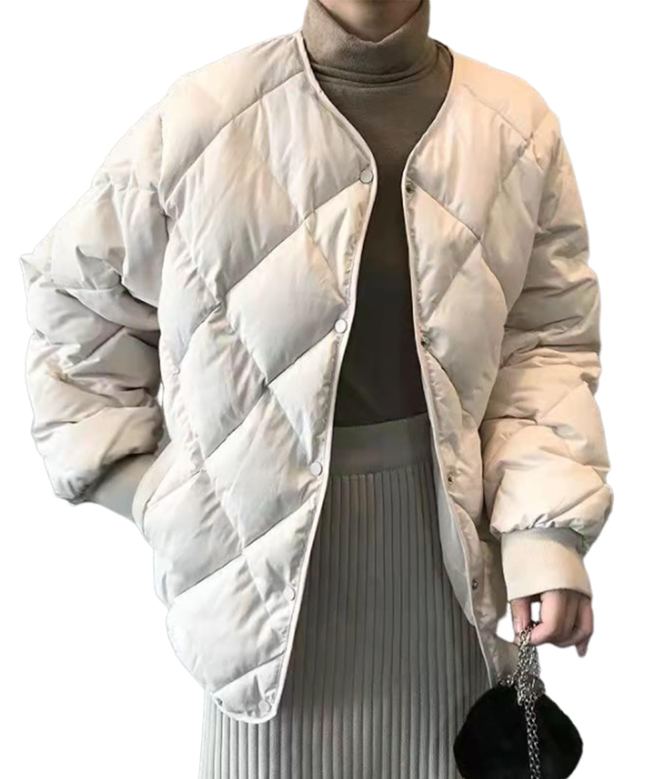 [ブランクブラン] ジャケット ノーカラー レディース ミドル丈 中綿 アウター コート ブルゾン キルティング 暖かい 上品 カジュアル 秋 冬服 大きい サイズ 大きめ 大きいサイズ 長袖 軽い