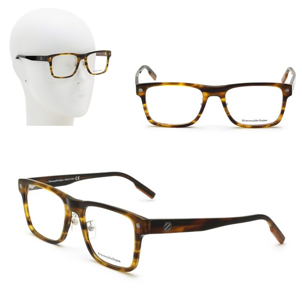 フレームのみ EZ5240-H/V 055 56 Ermenegildo Zegna メガネ 眼鏡 ハバナ キャメル