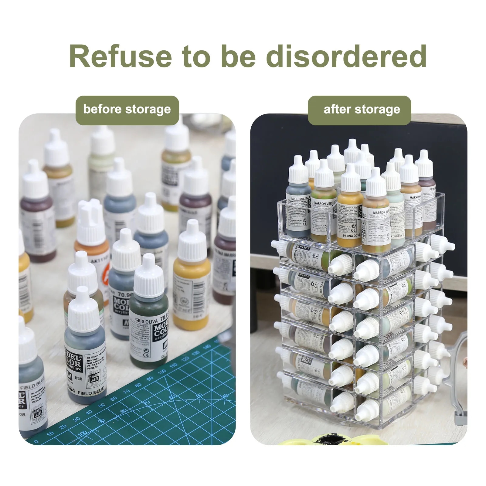 EVEMODEL-アクリルモデルペイントオーガナイザー 顔料ボトルスピニングラック 回転ホルダー ピボットシェル