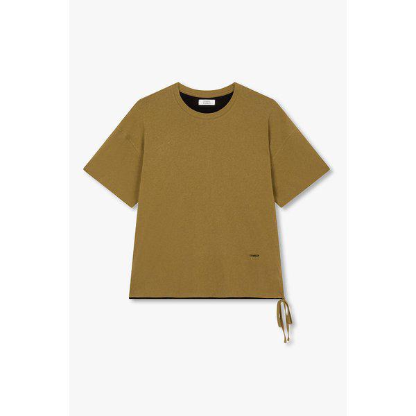 二重配色ストリングディテール半袖Tシャツ 9106222217047