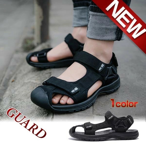 サンダル レディース メンズ スポーツサンダル つま先ガード アウトドア 通気性 履きやすい マジックテープ 衝撃吸収