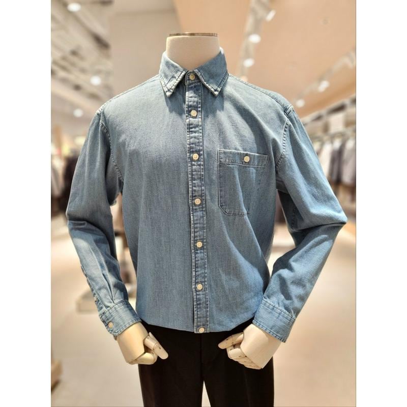 [坡州店] [AND Z()]ライトブルーカラーセミオーバーフィットデニムシャツ(BZF5WC1101LBL)