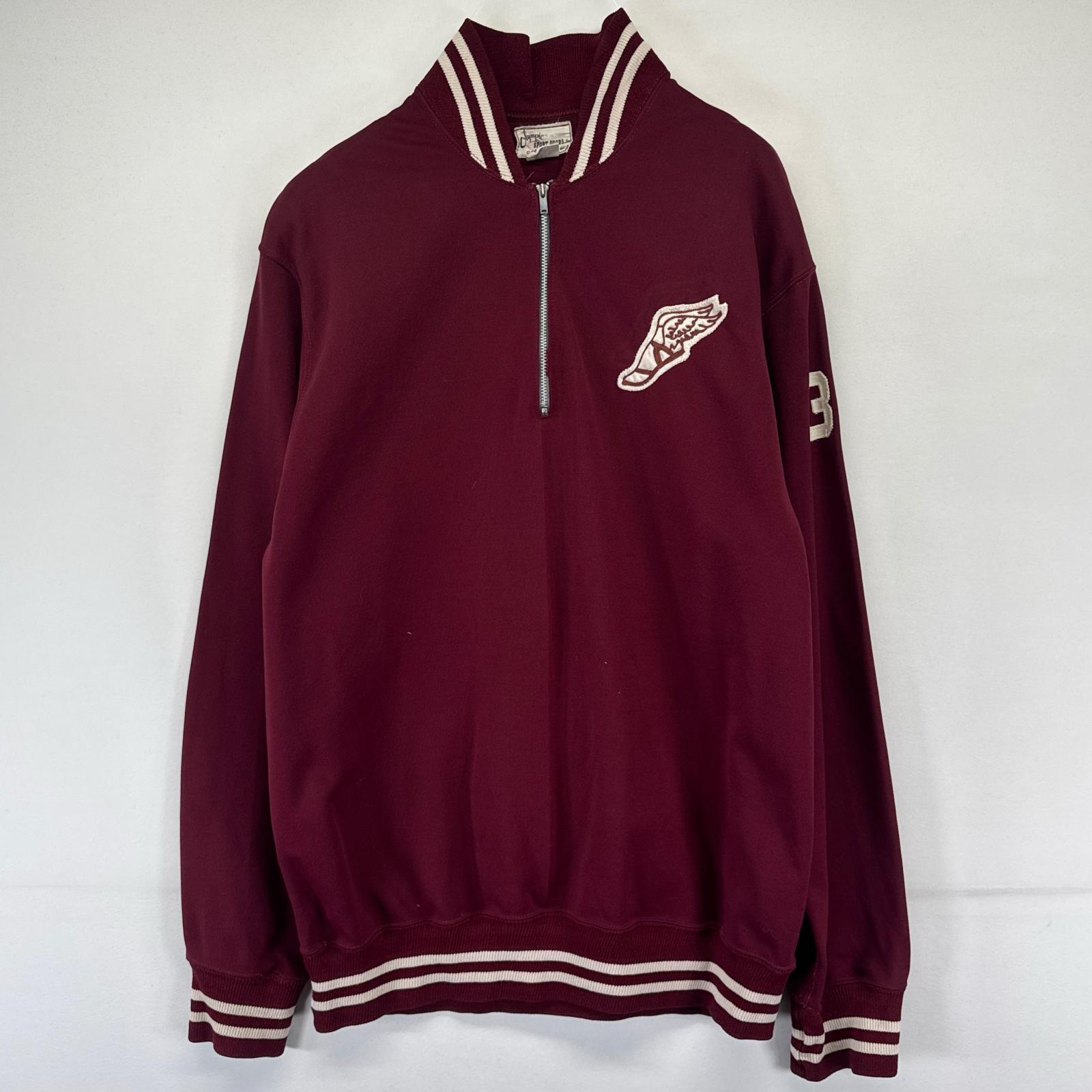 古着 60s/60年代 ヴィンテージ オリンピックスポーツグッズ Olympic Sport Goods トラックジャケット ワンポイントロゴ ハーフジップ プルオーバー ジャージ M レッド系 メン