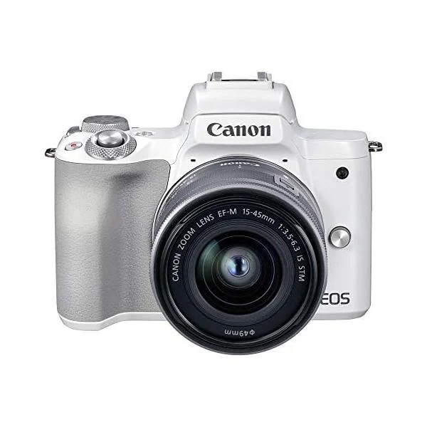 【中古】Canon ミラーレス一眼カメラ EOS Kiss M2 標準ズームレンズキット ホワイト KISSM2WH-1545