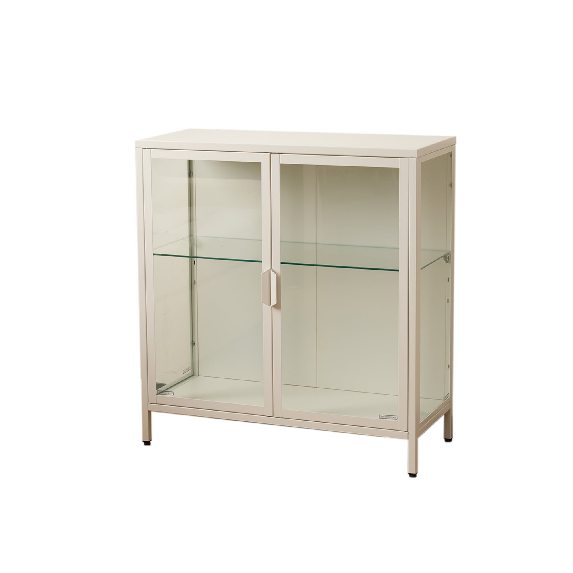 コレクションケース コレクションシェルフ ガラスディスプレイキャビネット おしゃれ 棚高さ調節可能 強化ガラス サイズ：幅80*奥行35*高さ86CM ホワイト