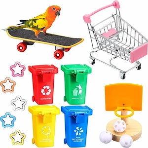 Bird-おもちゃ,バスケットボールスタンド,ショッピングカート,鳥のおもちゃの靴,カナリアスケートボード,オウムのおもちゃのアクセサリー 12ps