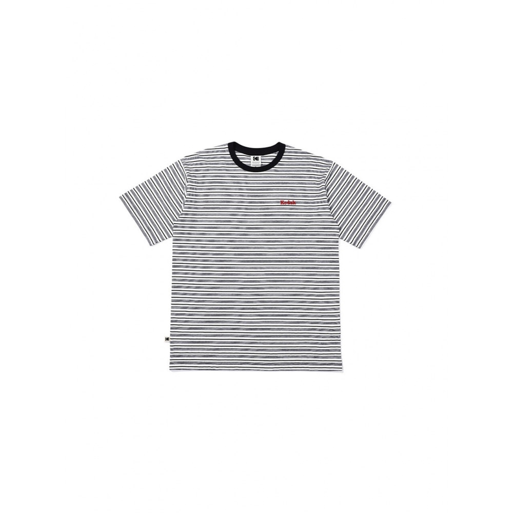 コダックアパレルレインボーストライプショートスリーブ T シャツブラック
