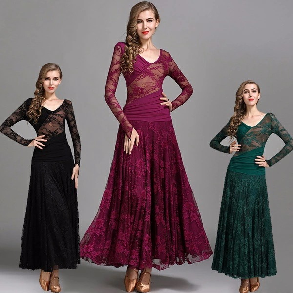 練習用 ワルツダンス服 レースモダン ダンス衣装 ワンピース 大きい裾 スケスケドレス ラテン ダンス 衣装 ワンピース タンゴ 衣装 ドレス 社交ダンス ラテンドレス ワルツダンス 衣装 モダンドレ