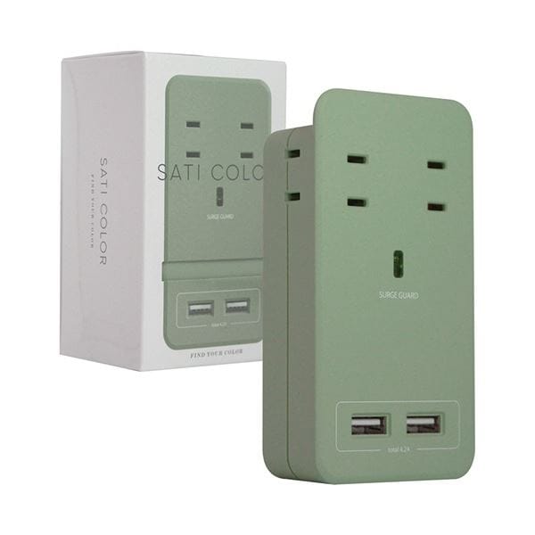 SATI COLOR電源タップ AC4個口+USB2ポート ライトグリーン CT221LG 1個