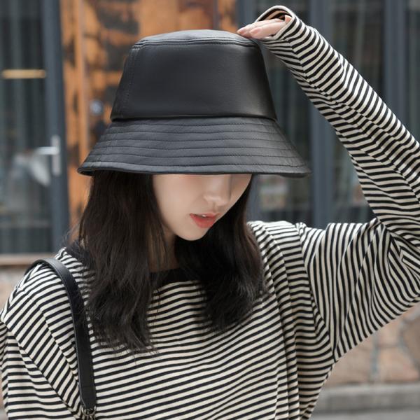 バケット レディース ドーム秋冬皮帽大ひさし帽旅行カバー 日焼け対策