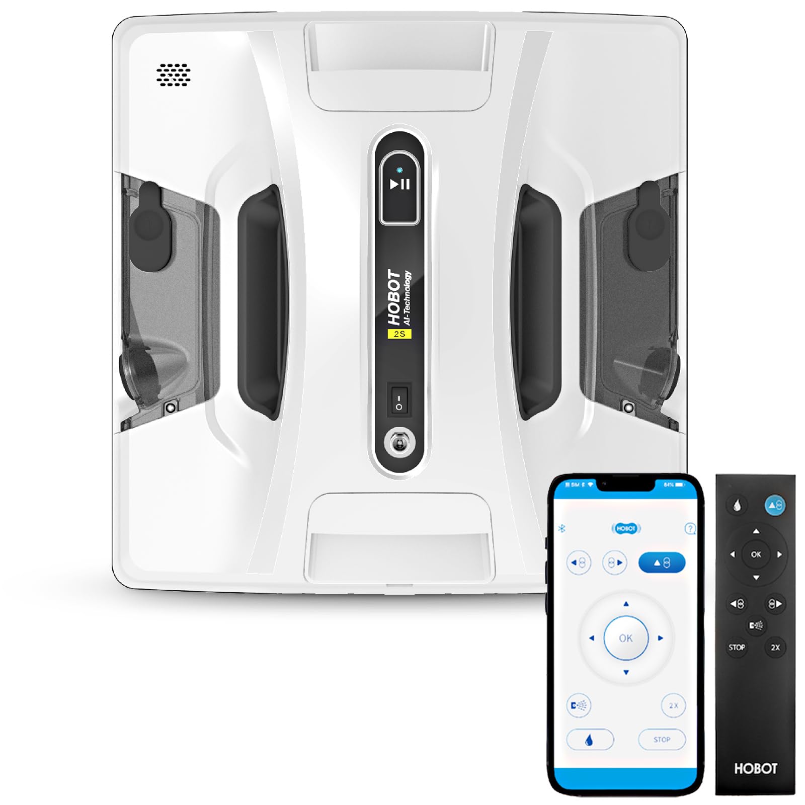 【全自動の窓掃除】 HOBOT-2S（ホボット） 窓拭きロボット AI搭載 日本語カスタマーサポート ガラス 水拭き 乾拭き