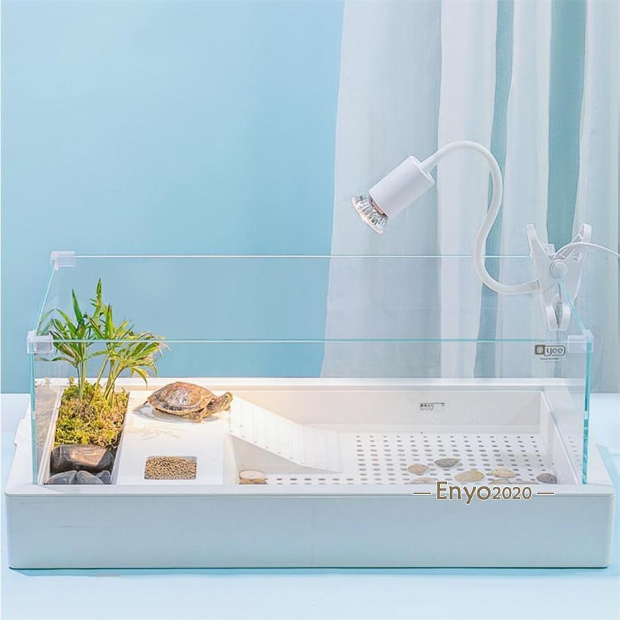 2枚同時買うと200円OFF！亀の水槽 ガラス タートルタンク 大きい 亀 広い 飼育ケース カメの家 見やすい オープン型 水替え便利 沈殿 パーツ分解 ズレにくい さりげなくインテリア