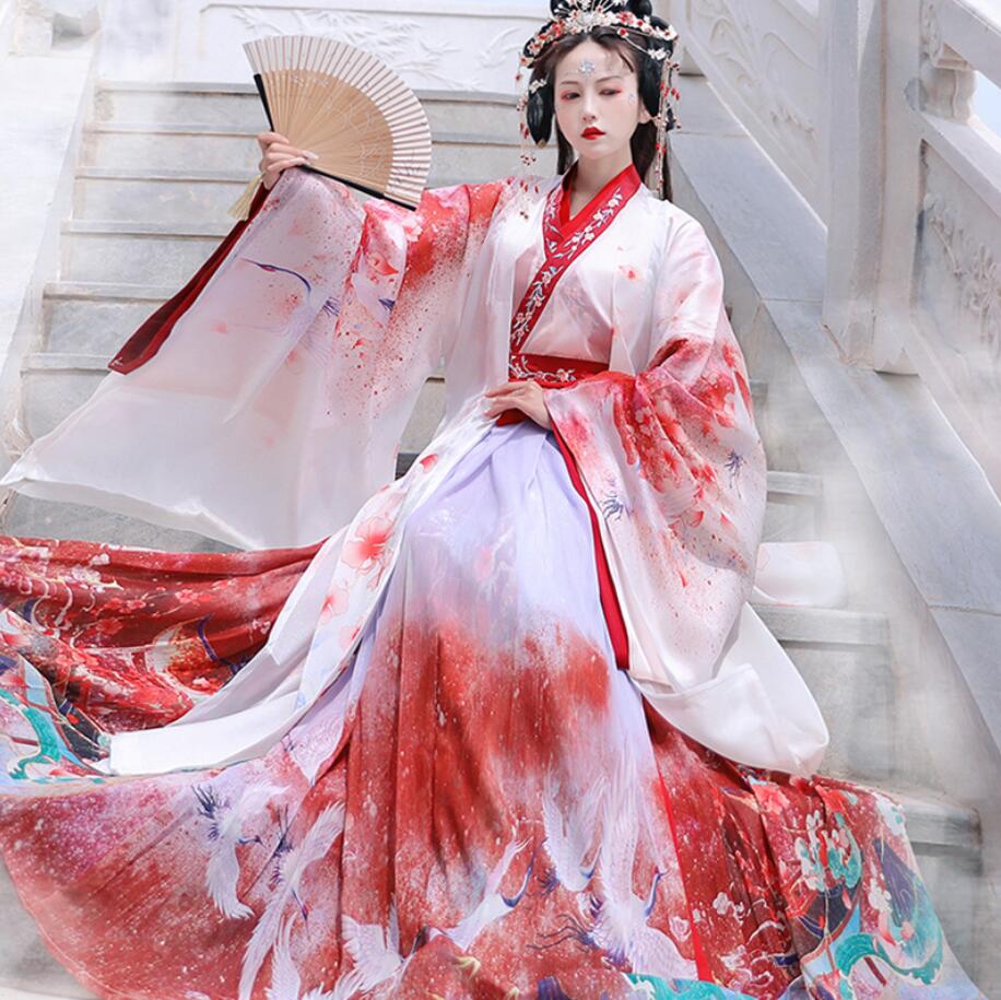漢服 中華古代服 中華服 華流衣装 チャイナ服 中華 チャイナ 花柄刺繍 唐装コスプレ コスチューム 古典美人服 舞台衣装 ステージ衣装 グラデーション チャイナドレス イベント 仮装 大人コスチ