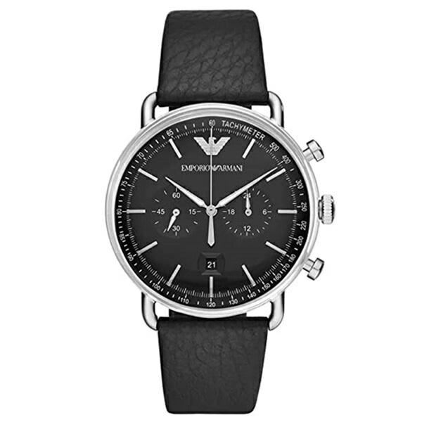 独創的 アビエーター 腕時計 メンズ 時計 エンポリオアルマーニ クロノグラフ ギフト お祝い 誕生日 時計 男性 ビジネス AR11143 革ベルト レザー ブラック メンズ腕時計