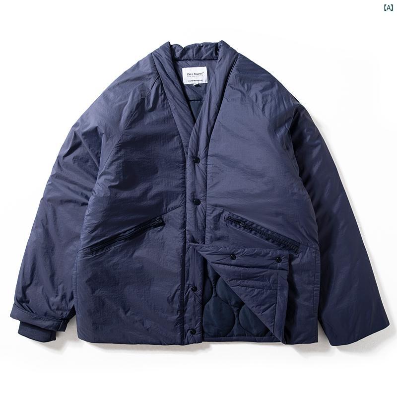 メンズ　ファッション　男性用　カジュアル　オシャレ 男性用 道教 ローブ コットン コート インナーウェア アウターウェア用 冬 軽量 暖かい コットンコート Vネック カジュアル ウィンタージャケッ