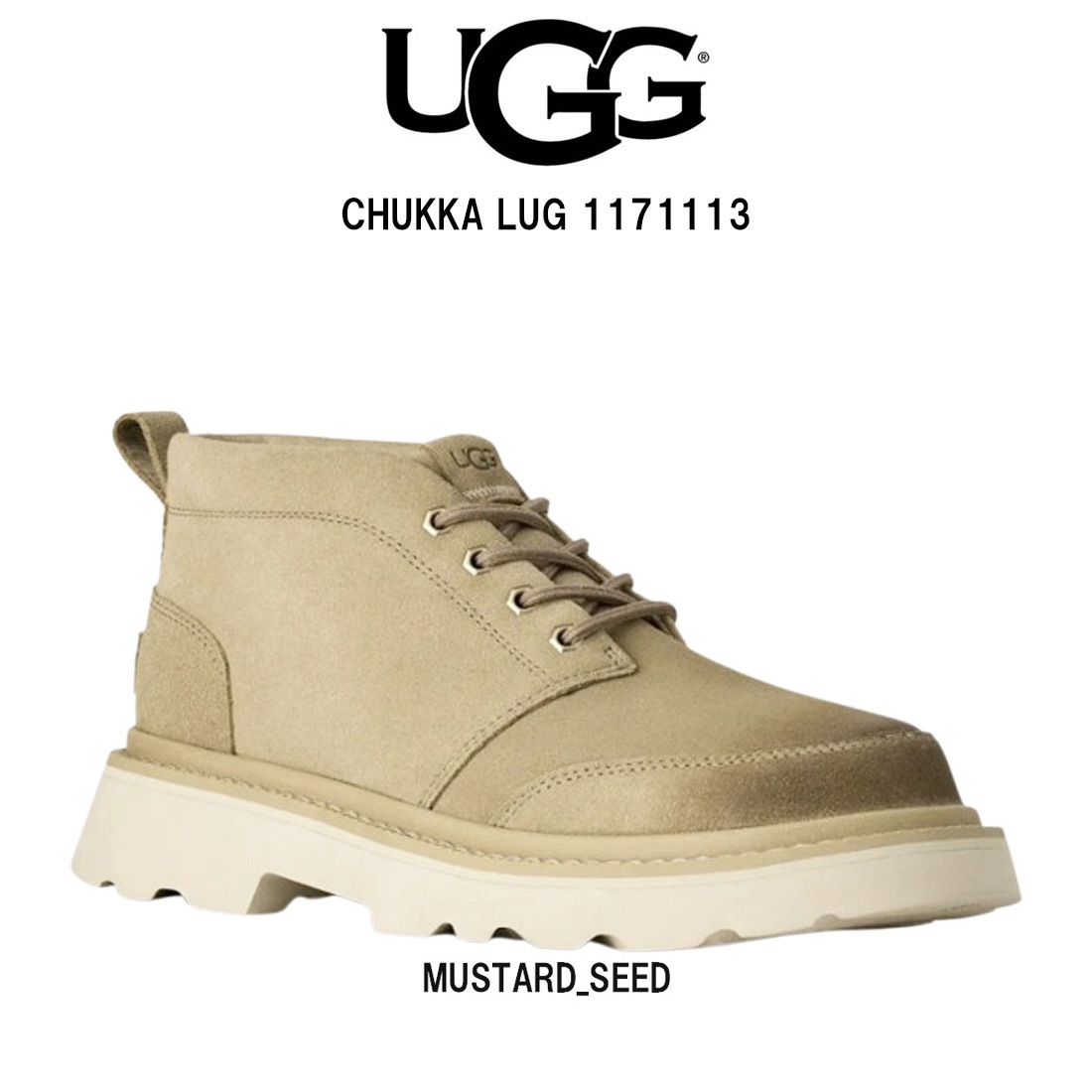 UGG メンズ チャッカ ラグ ブーツ レースアップ シューズ スエード レザー ロゴ ステッチ 厚底 プルタブ カジュアル 男性用 靴 1171113