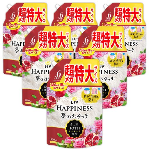 レノア ハピネス 夢ふわタッチ 柔軟剤 ザクロ&フローラル 詰め替え 1,900ML×6袋 [大容量] [ケース品] 8,510円