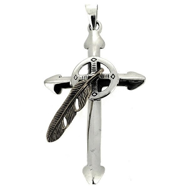 クロス ペンダントトップ フェザー 羽根 ネイティブ