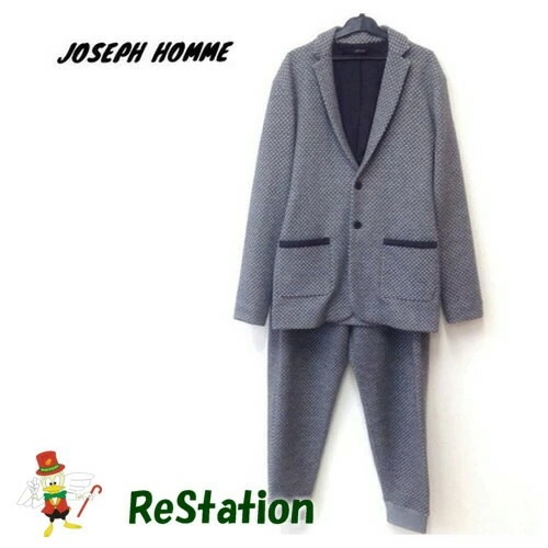 【中古】ジョセフオム JOSEPH HOMME ウールニットスーツ セットアップ グレー メンズ サイズ上48下50