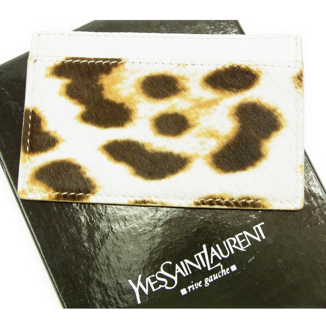 カードケース パスケース レオパード ライトベージュ ブラウン 中古