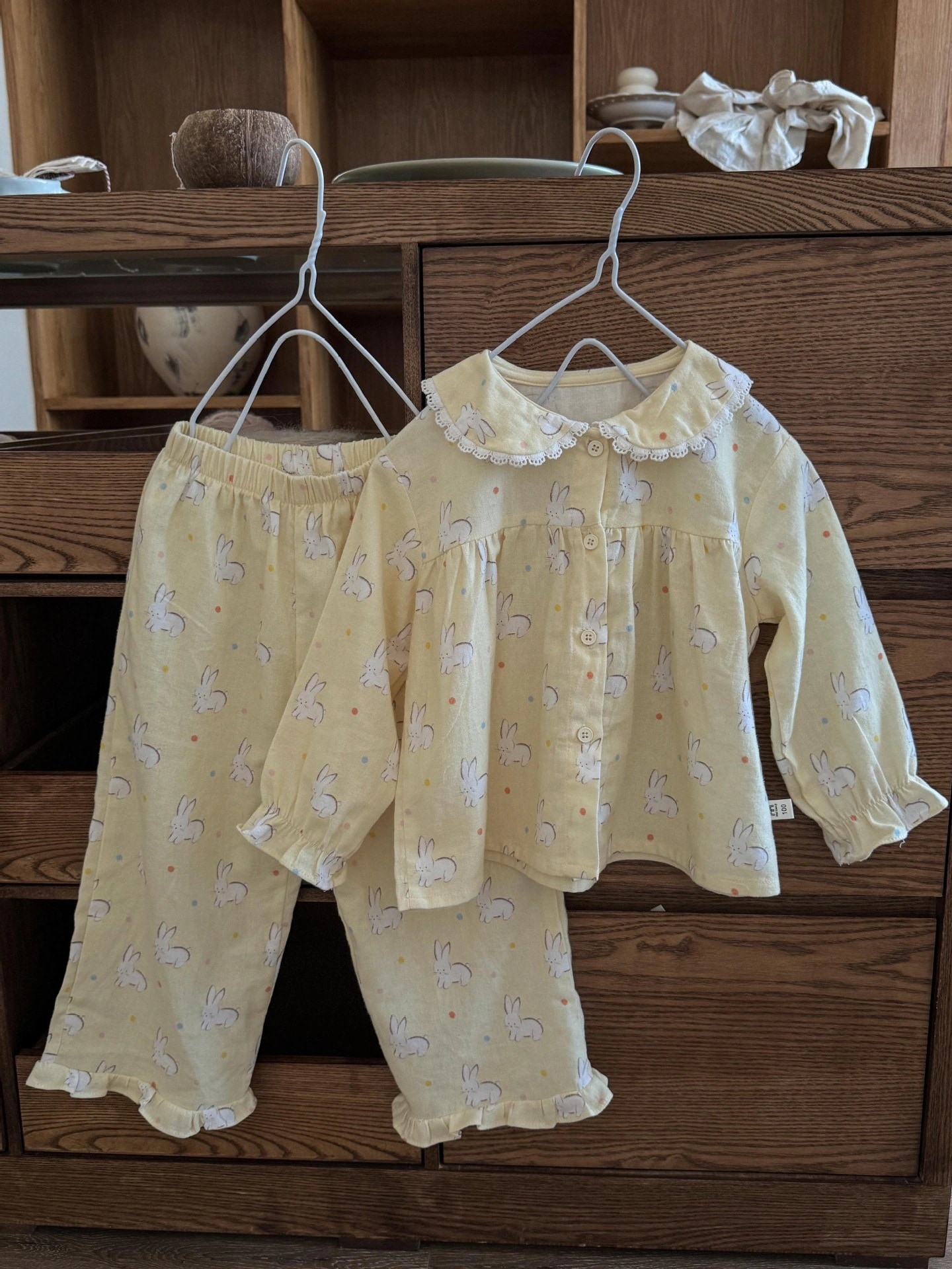 秋冬新作子供服 女の子レースドールネックウェア 上下セット 子供用パジャマセット