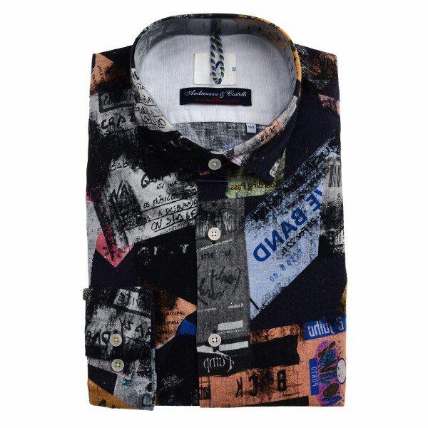 YJ4SUA573_裾ストレート ニュースペーパープリント