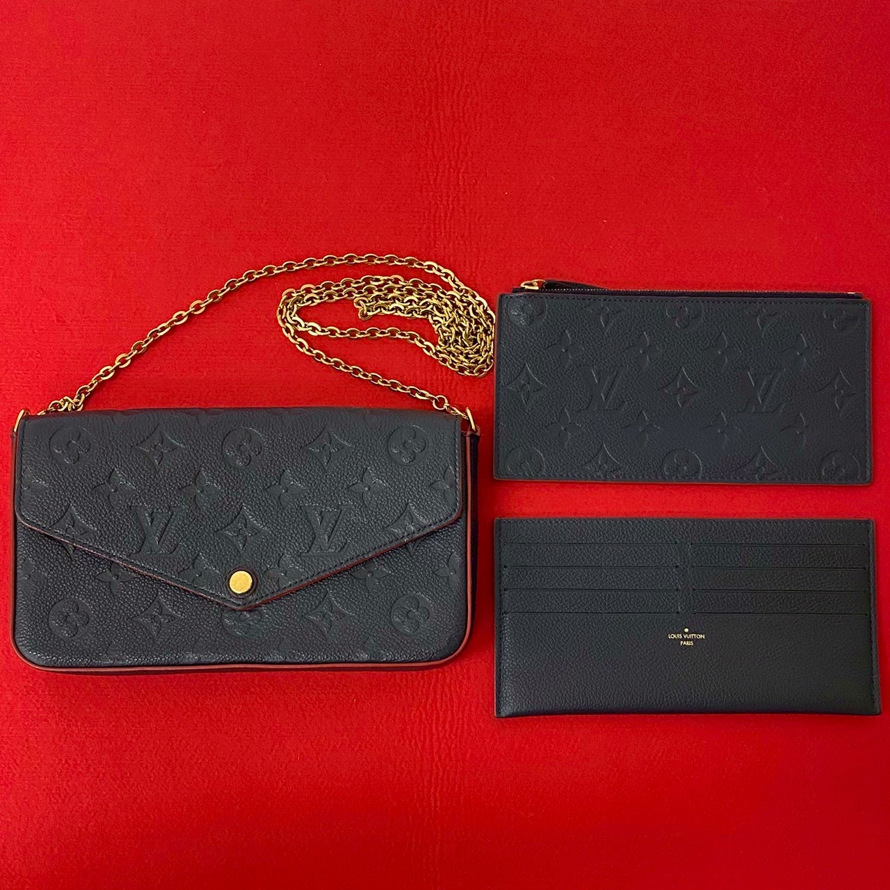 ポシェット フェリシー モノグラムアンプラントショルダーバッグ レザー ネイビー 69862