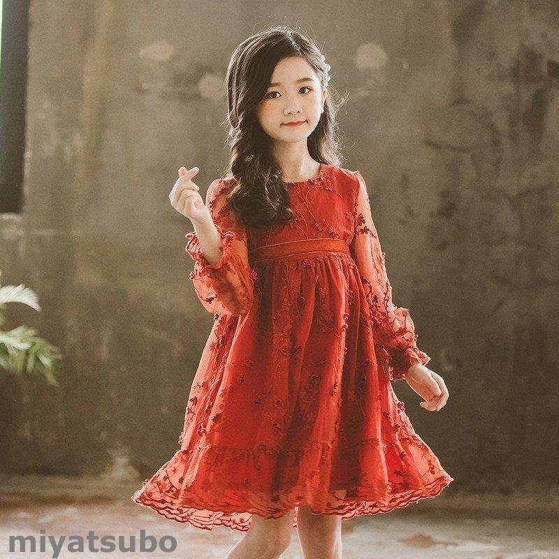 殿堂 長袖 秋冬 女の子ワンピース 子供服 韓国 おしゃれ 発表会 無地 ワンピース レース 子どもドレス ドレス Size 100 Www Businessnightsperu Com