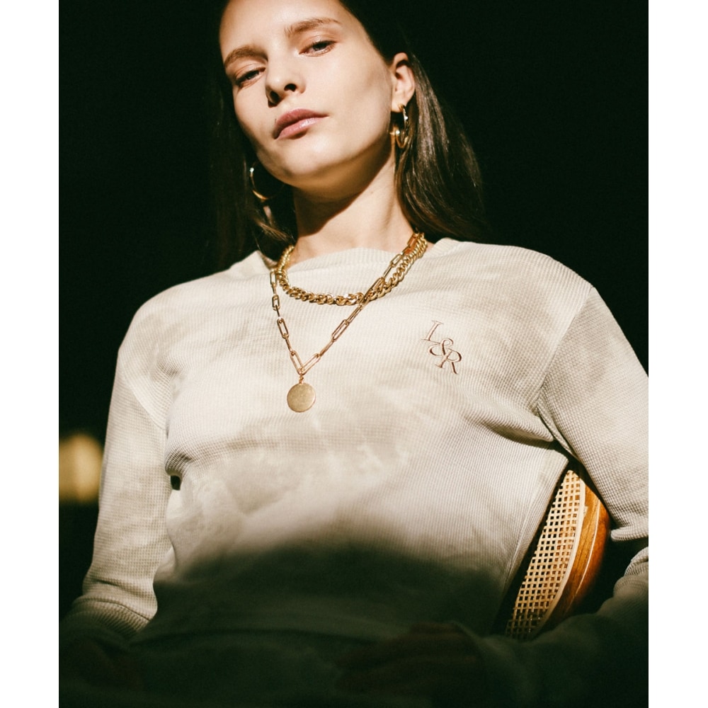 LOSSYROW ワッフル クロップ スウェットシャツ ベージュ