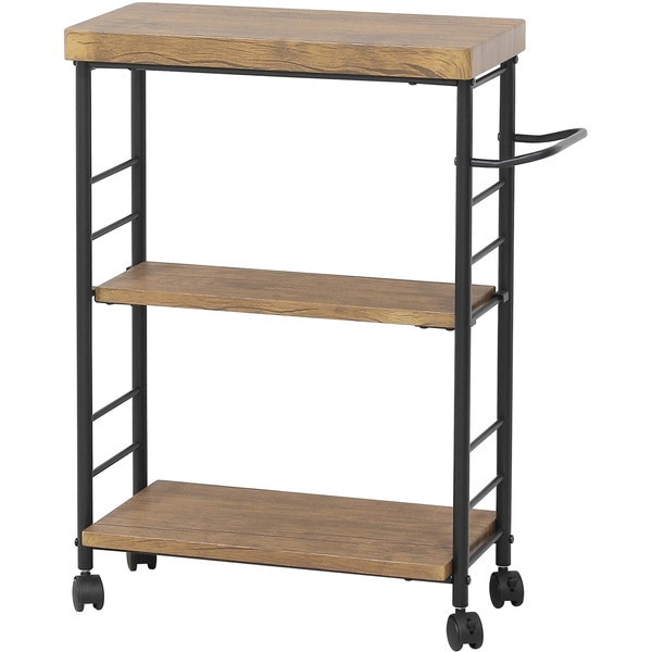 32674 ヴィンテージブラウン アート3段ワゴン メーカー直送