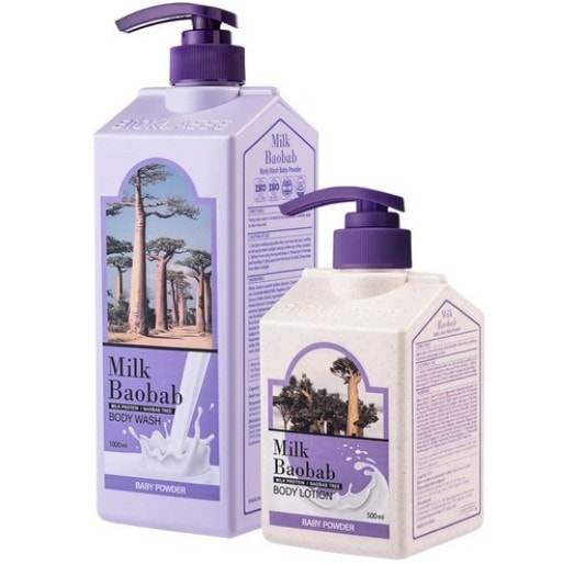 ベビーパウダーの香り ボディウォッシュ+ボディローション2種セット (鎮静/弾力/保湿/栄養供給/活力/しわ防止)