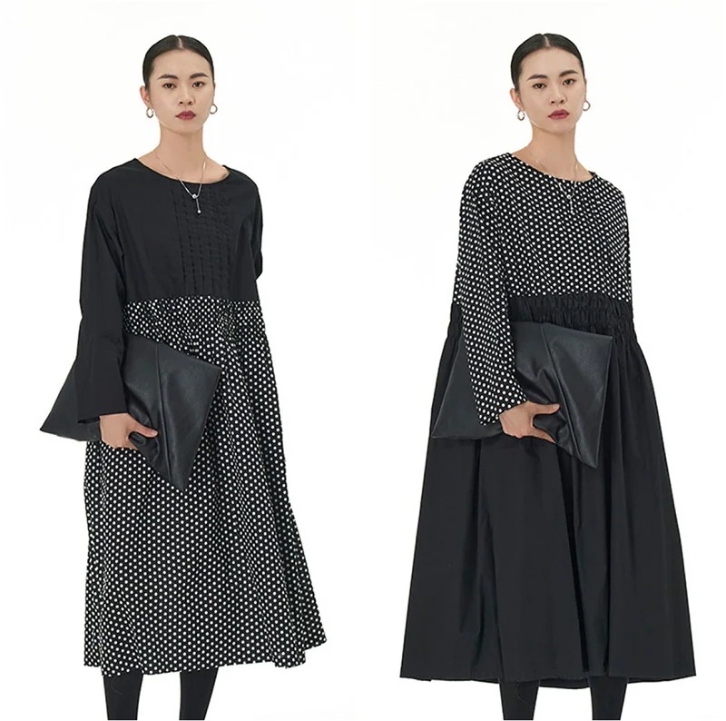 レデイース服ワンビース長袖ロングマキシ丈ワンピース切替ワンピ2024春新作ゆったり可愛いドード通勤ビジネスOL切替ワンピース２カラー30%までに制限 5,274円