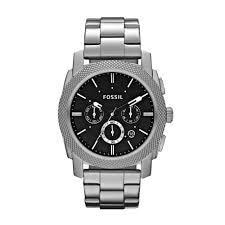 Fossil FS4776 Machine Chronograph Black Dial Stainless Steel Men s Watch