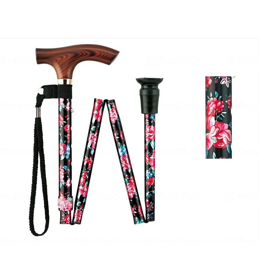 マキテック 杖 折りたたみ スマイルステッキ 軽量 女性 男性 黒