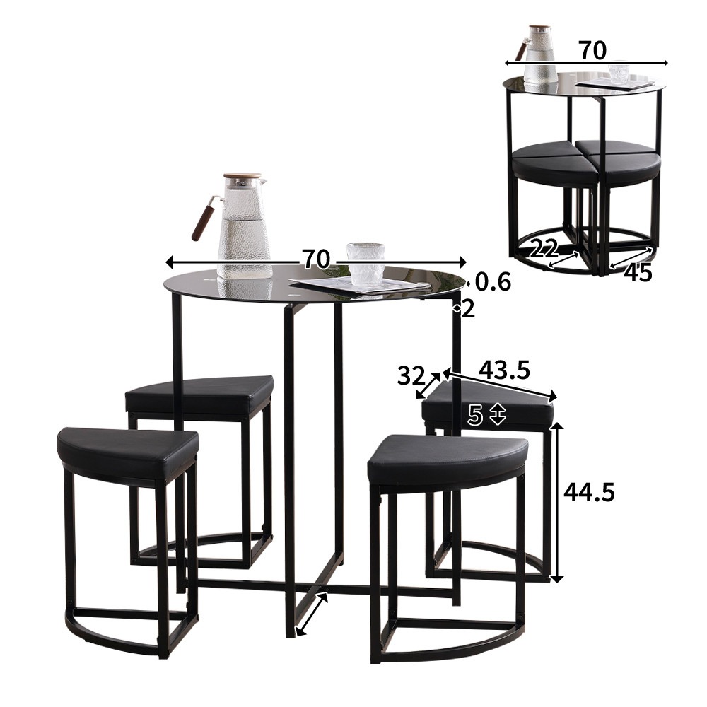 【日本国内出荷-3日で配達】韓国版 ファッション ダイニングセット 食卓セット ダイニングテーブルセット4人用 ダイニングテーブルとスチールセット 4人掛け ガラス DJYC51