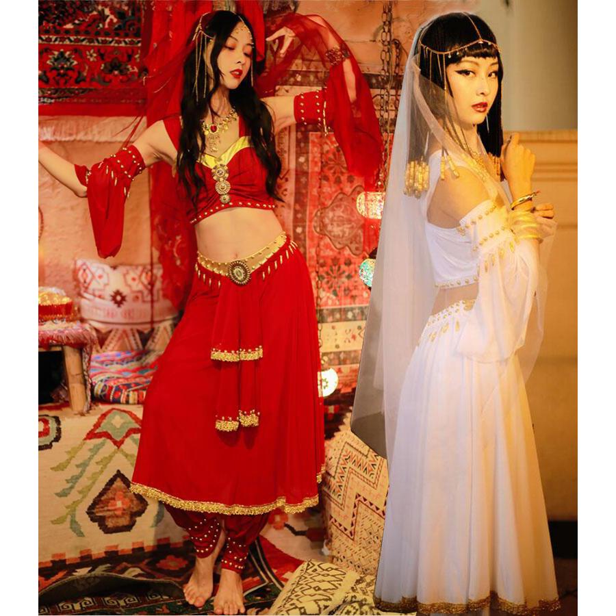 ベリーダンス衣装5点セット アラビアン コスプレ ジャスミン ハロウィン クリスマス 新年 パーティー 結婚式 余興 コスチューム アラジン ベリー ウェア トップ30%までに制限