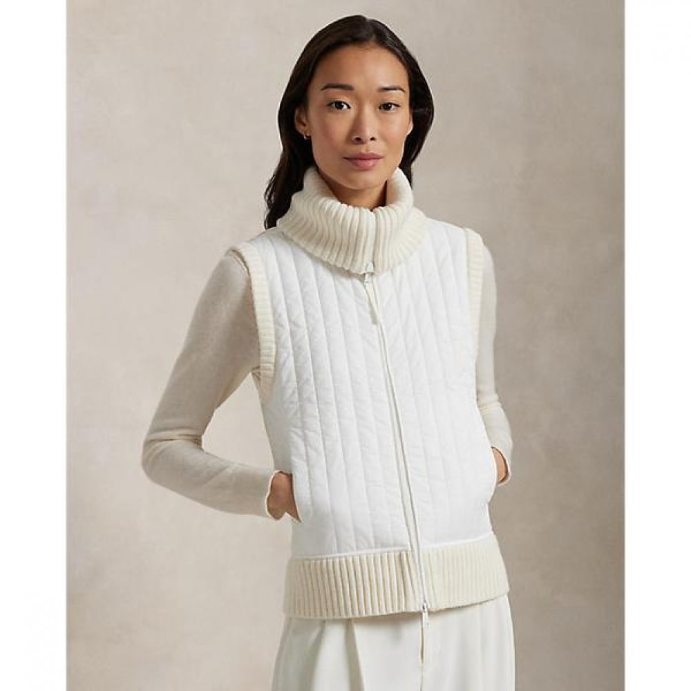 ポロ レディース ウール ジップ ベスト ハイブリッド キルト パネル ゴルフ (WMXGSWENC020063100)