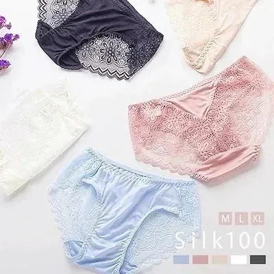 人気 シルクショーツ シルク100％ バックレース レディース 絹 パンツ 下着 敏感肌 低刺激 保湿 快