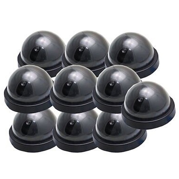防犯カメラ ダミー ドーム型 10個セット LED 点滅 セキュリティ フェイク 監視 防犯 カメラ 侵入者 警告 抑止効果 点滅 電池式 玄関 店舗 駐車場 車 置き型 防犯グッズ